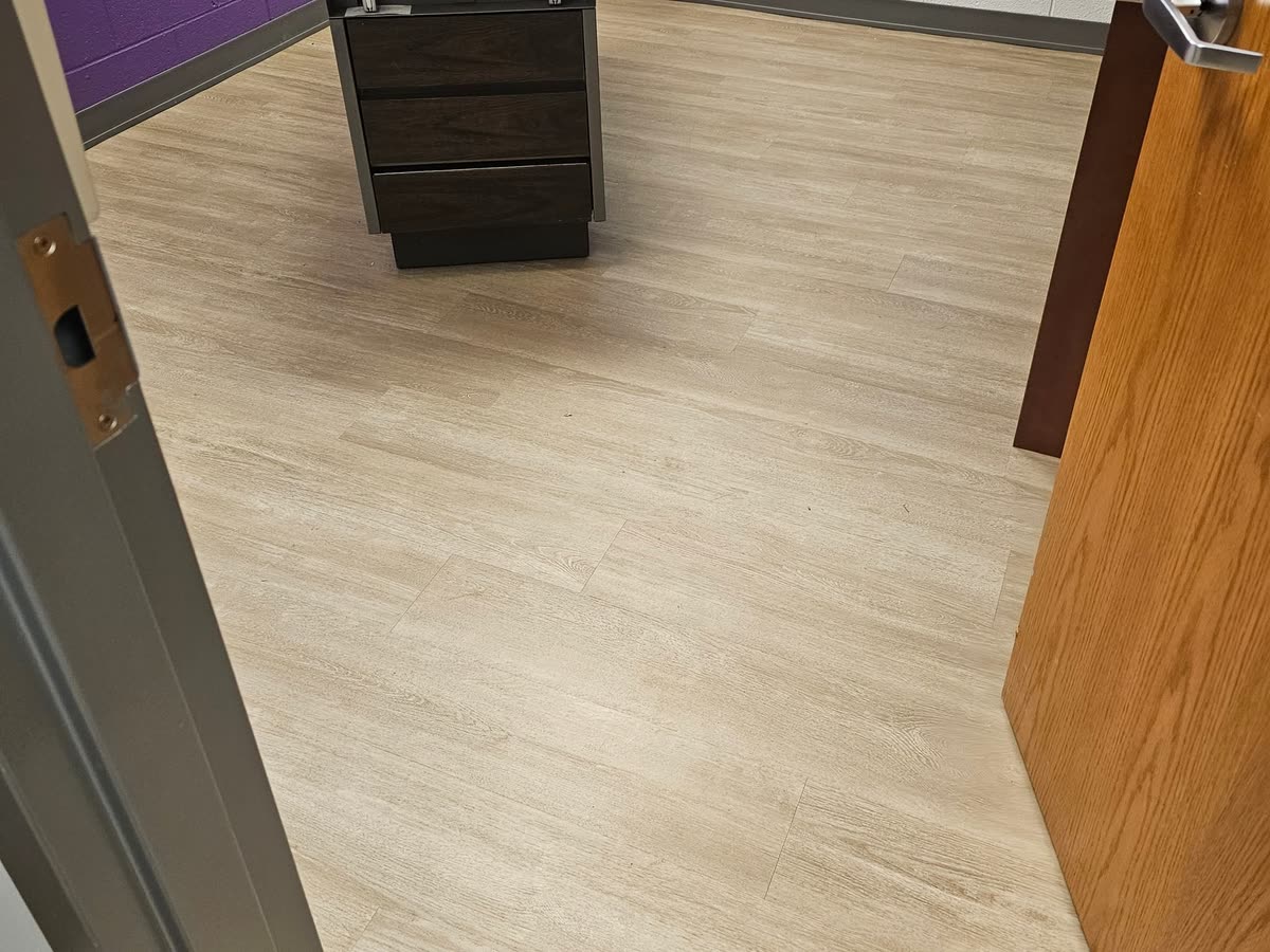 Light oak LVT in an empty office