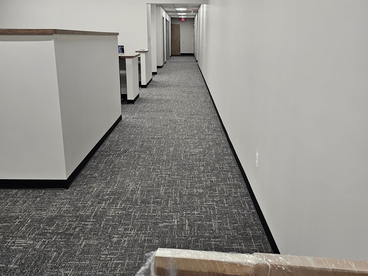 Carpet tile in an office with millwork