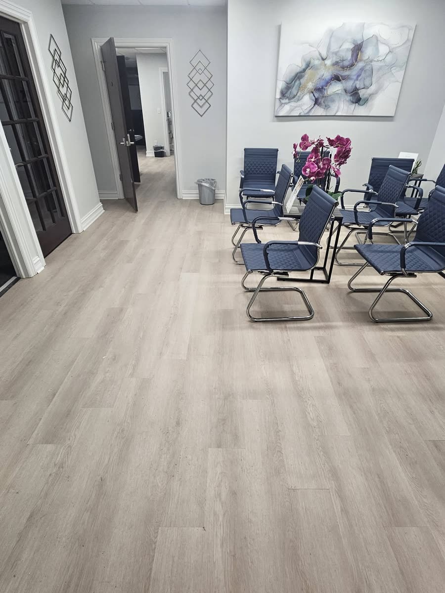 Wood-look LVT in a clinic waiting room