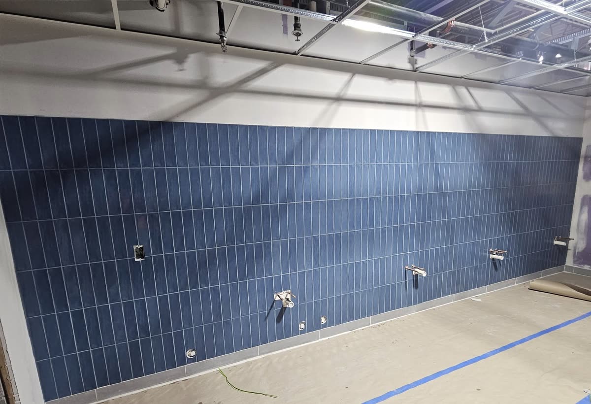 Large-format blue wall tile